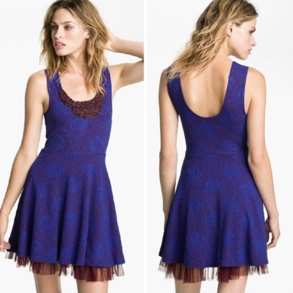 Free People Dress Womens Small Rock Princess Embellished Tulle Y2K Skater Mini